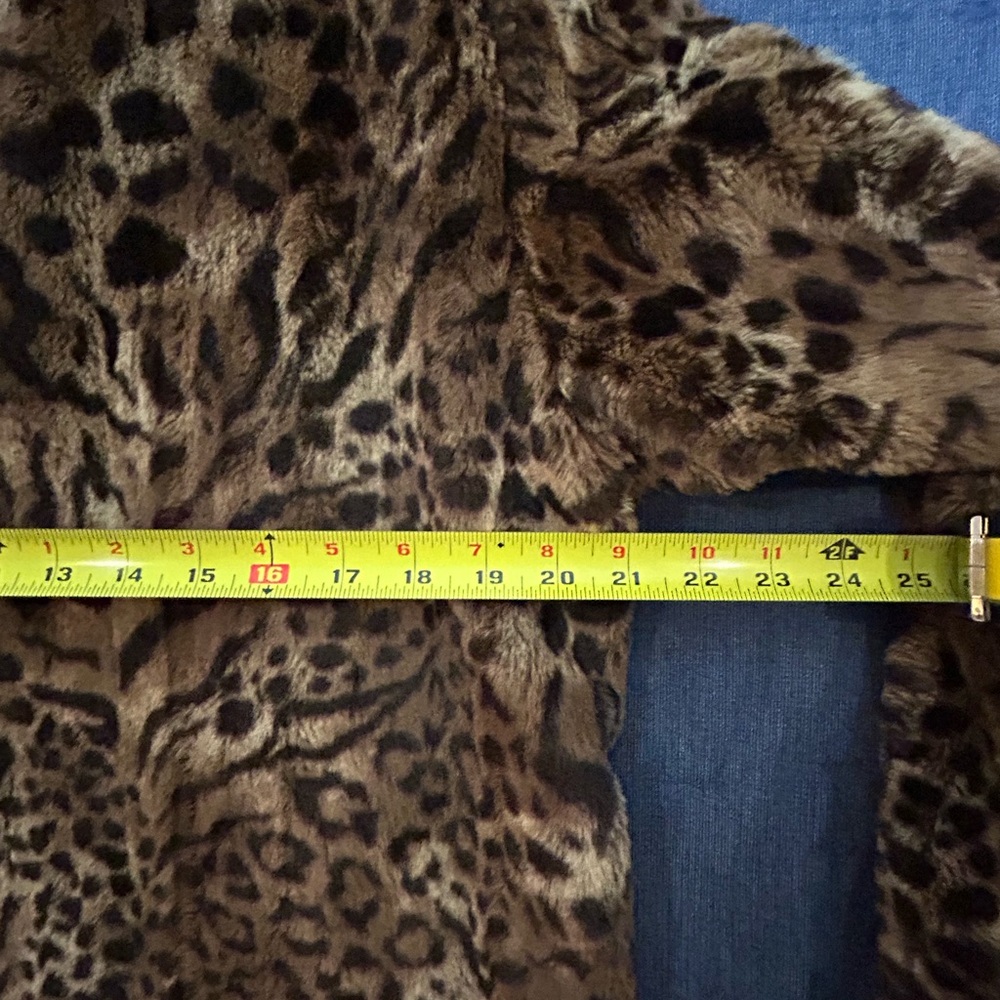 VTG Pamela McCoy Women's Faux Fur Leopard Print Trenc - Picture 12 of 13